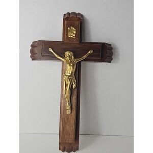 VTG Sick Call Last Rites Wooden Crucifix Cross w Candles & Holy Water Bottle